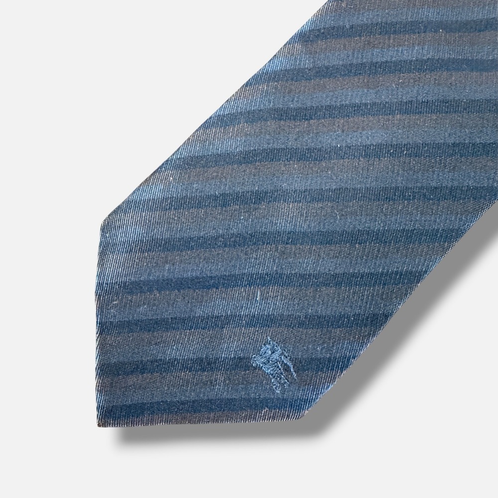 Burberry London Tie Mens Blue Charcoal Striped Silk Prorsum Knight England